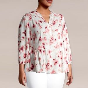 Como Blu Long Sleeve Peplum Blouse Plus Size 1X